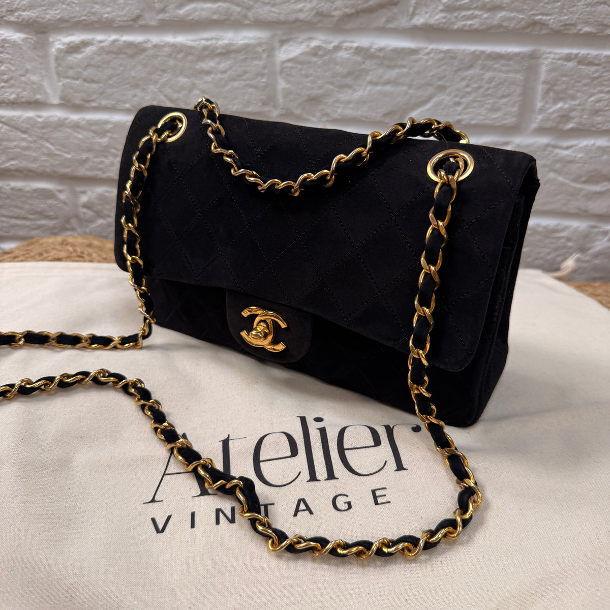 Chanel 1986 Rare Suede Black Classic Double Flap Small