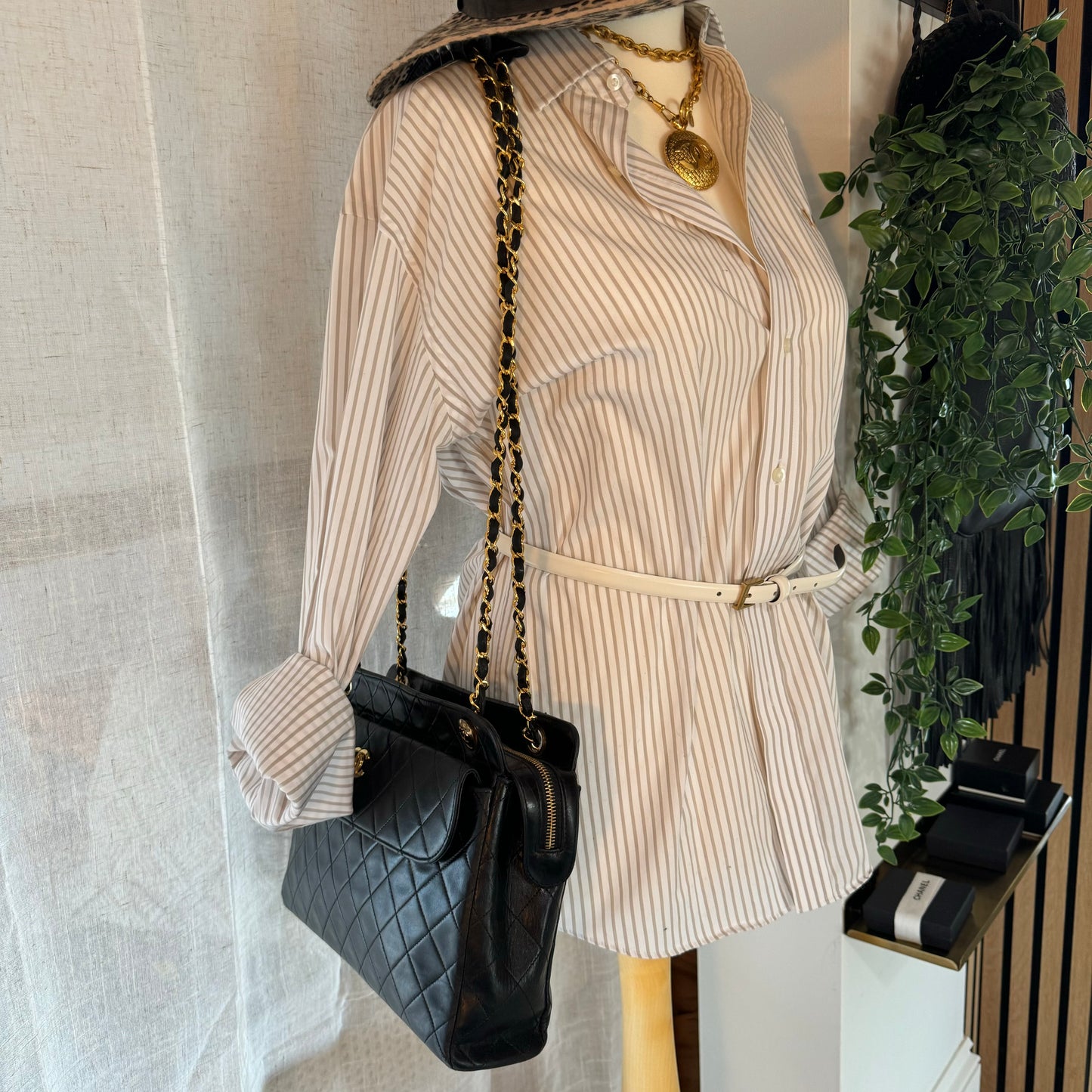 Chanel 1986 Lambskin Double Chain Timeless Tote