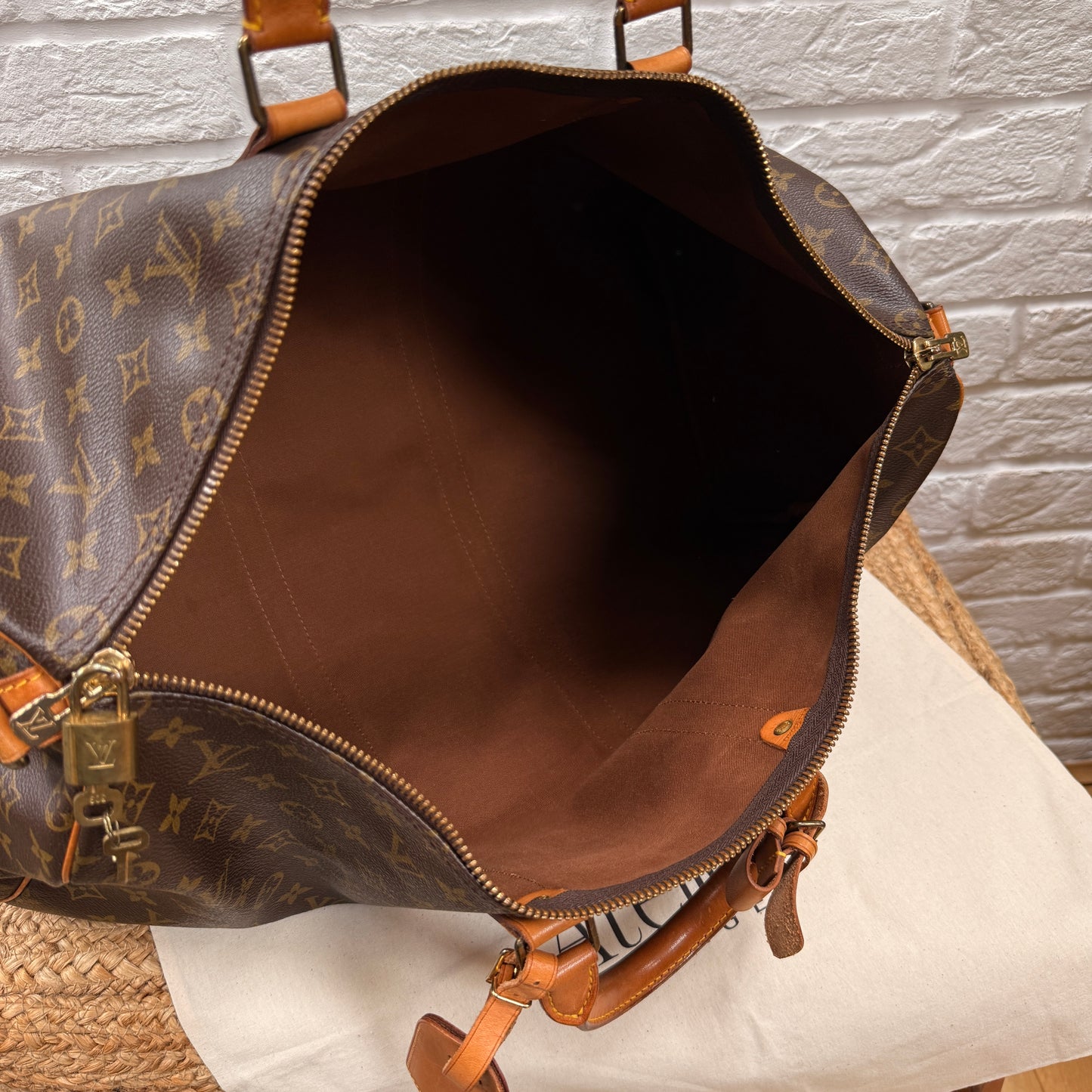 Louis Vuitton 1990 Keepall Bandoulier 50 with luggage tag, padlock, keys & handle strap