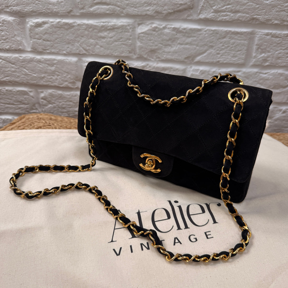 Chanel 1986 Rare Suede Black Classic Double Flap Small