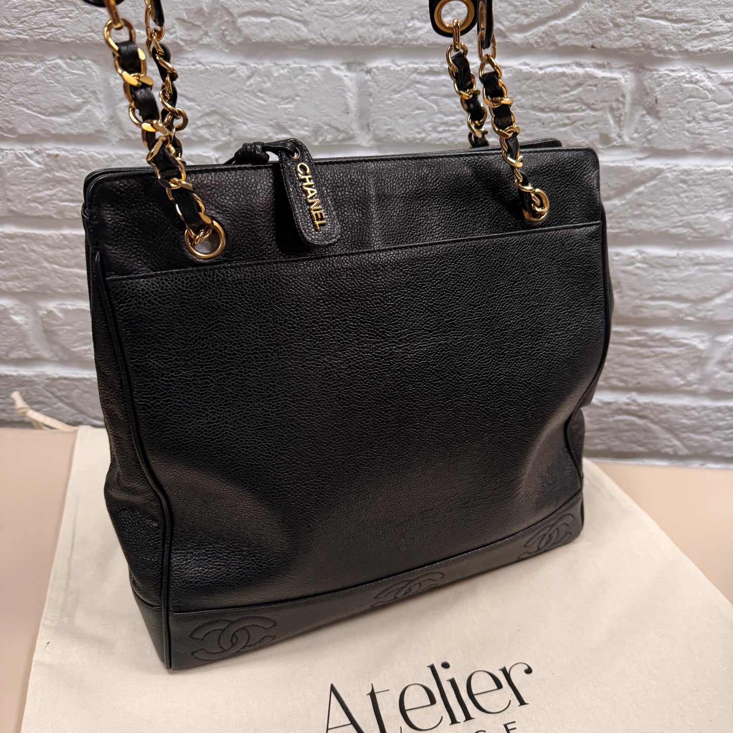 Chanel 1994 Black Triple CC Caviar Tote