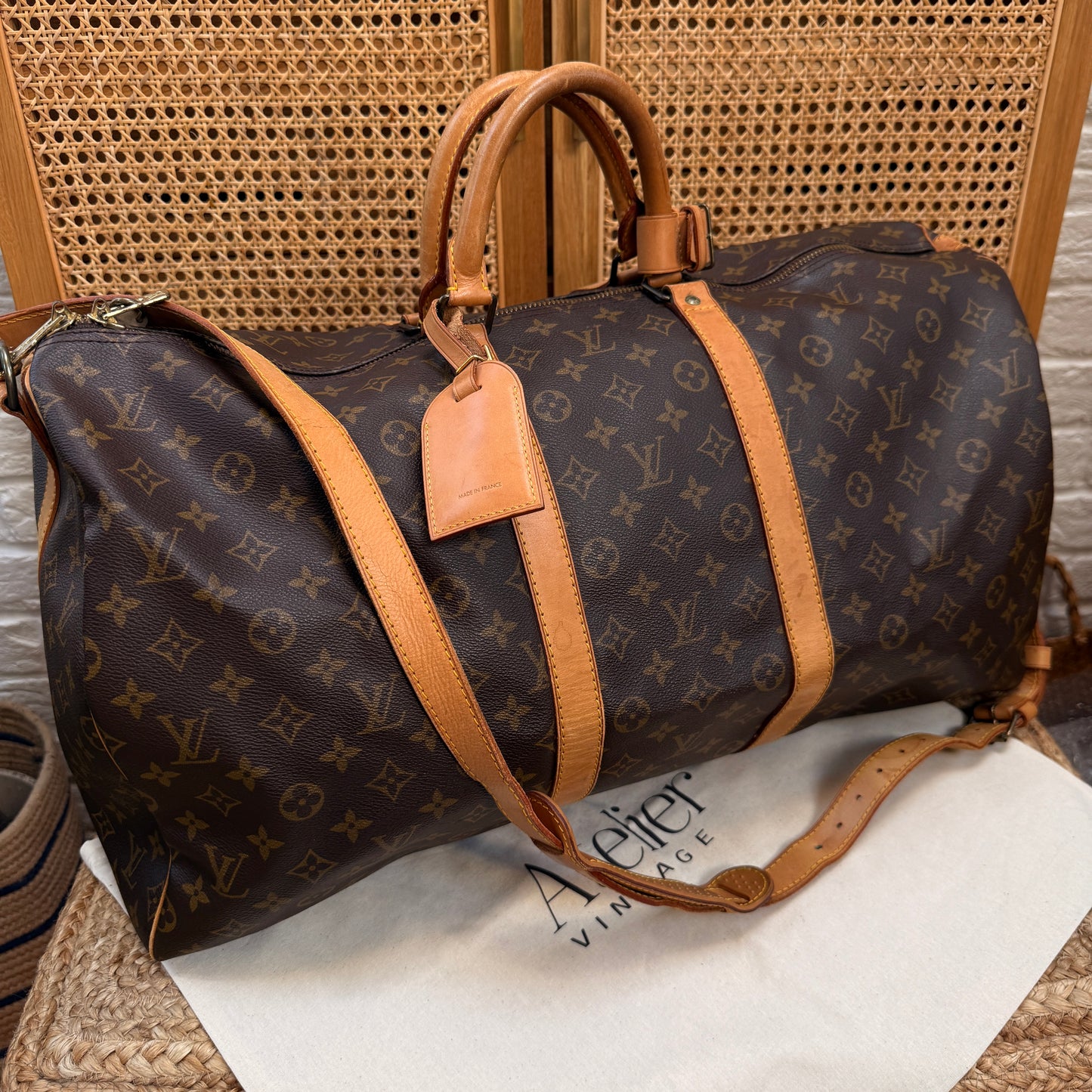 Louis Vuitton 1990 Keepall Bandoulier 50 with luggage tag & handle strap