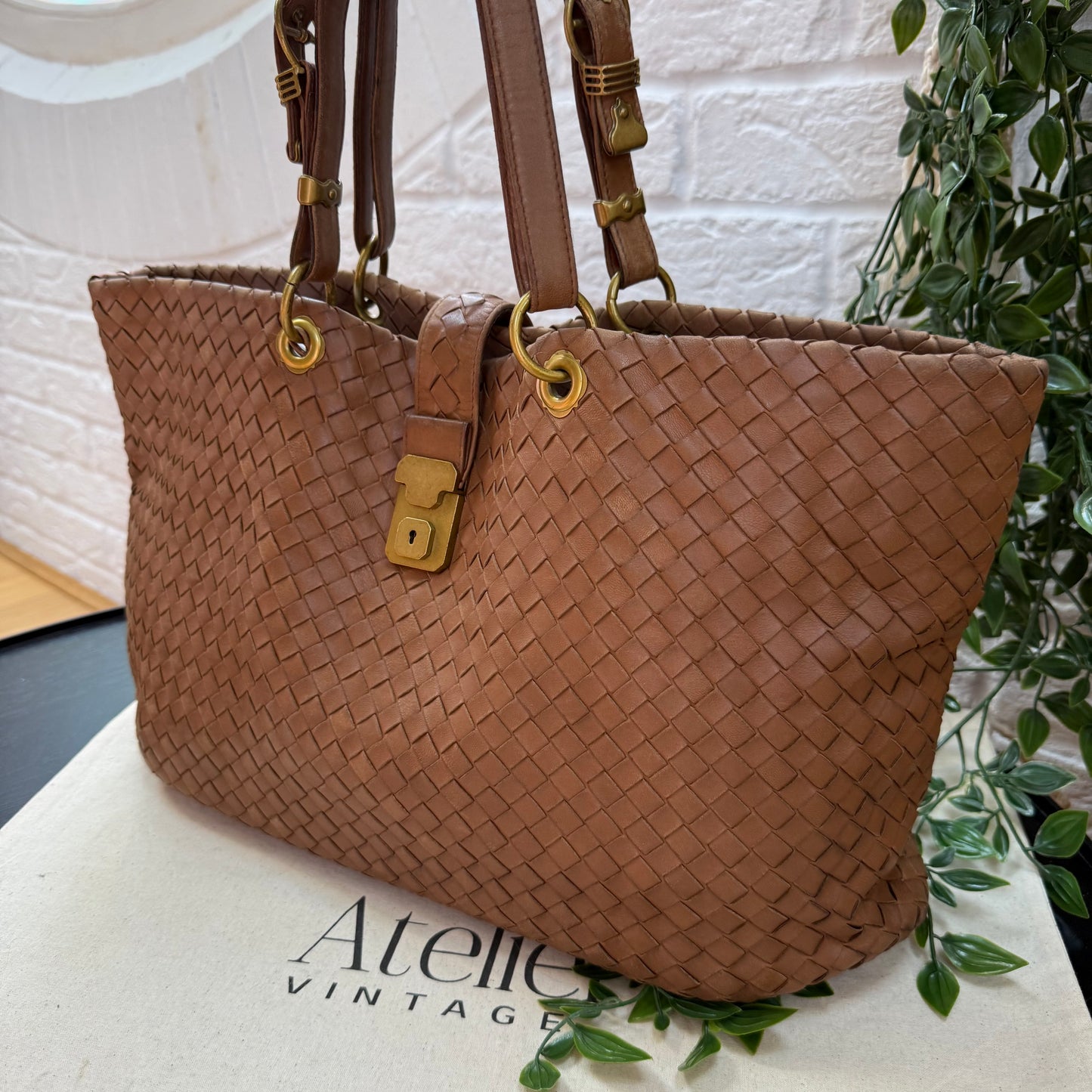 Bottega Veneta 1990s Tan Intrecciato Tote