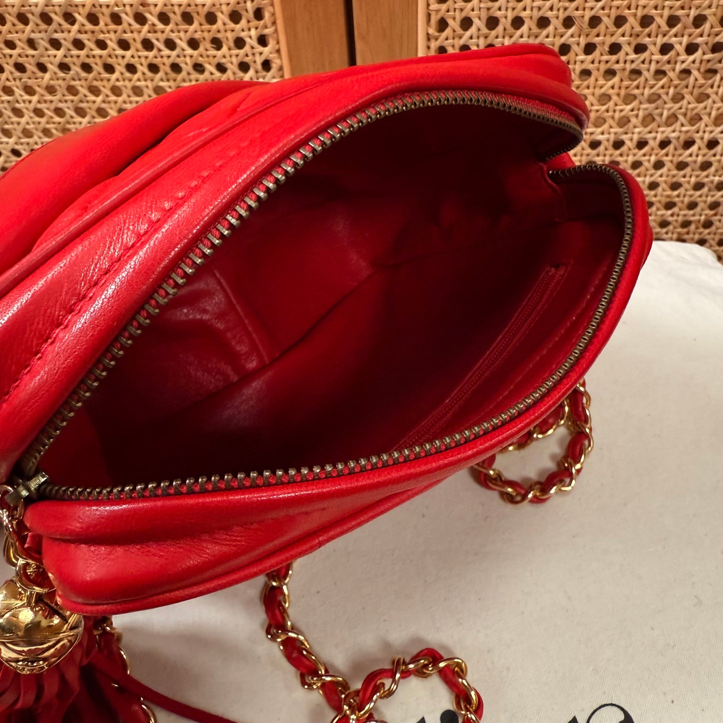 Chanel 1989 Red Quilted Tassel Camera Bag