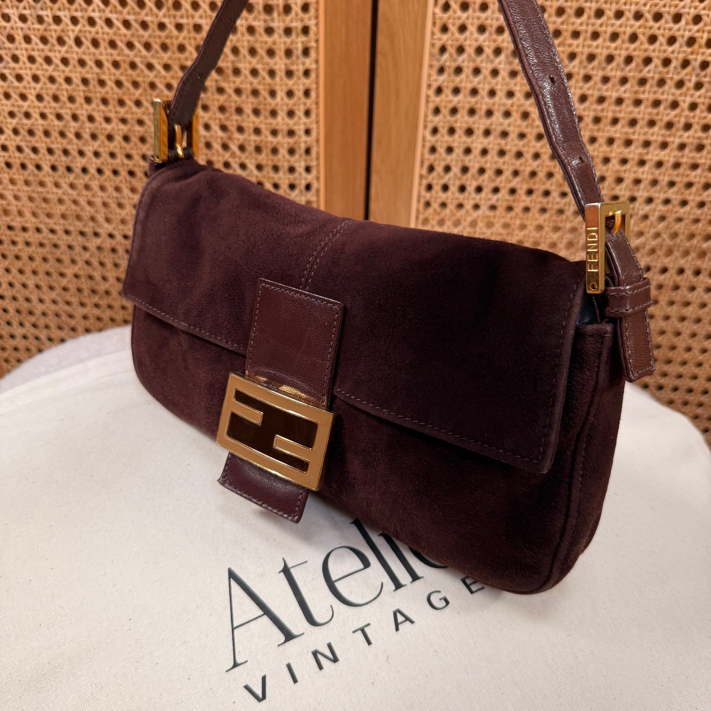 Fendi 1999 Fendi Baguette - Chocolate Suede & Enamel Closure