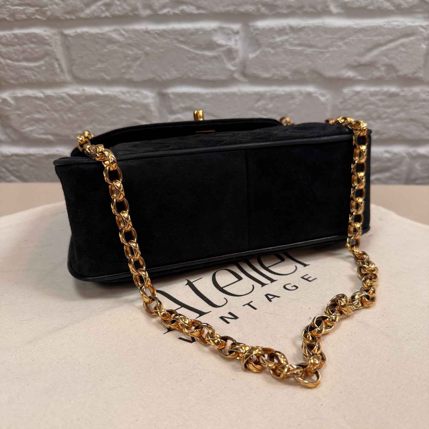 Chanel 1980s Ultra Rare Limited Edition Bijoux Chain in Black Suede and 24k Hold Hardware