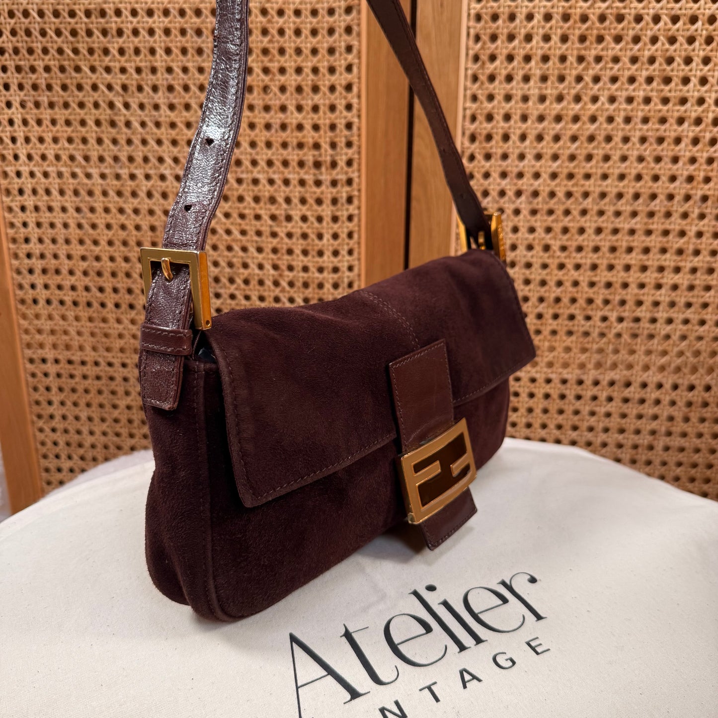 Fendi 1999 Fendi Baguette - Chocolate Suede & Enamel Closure