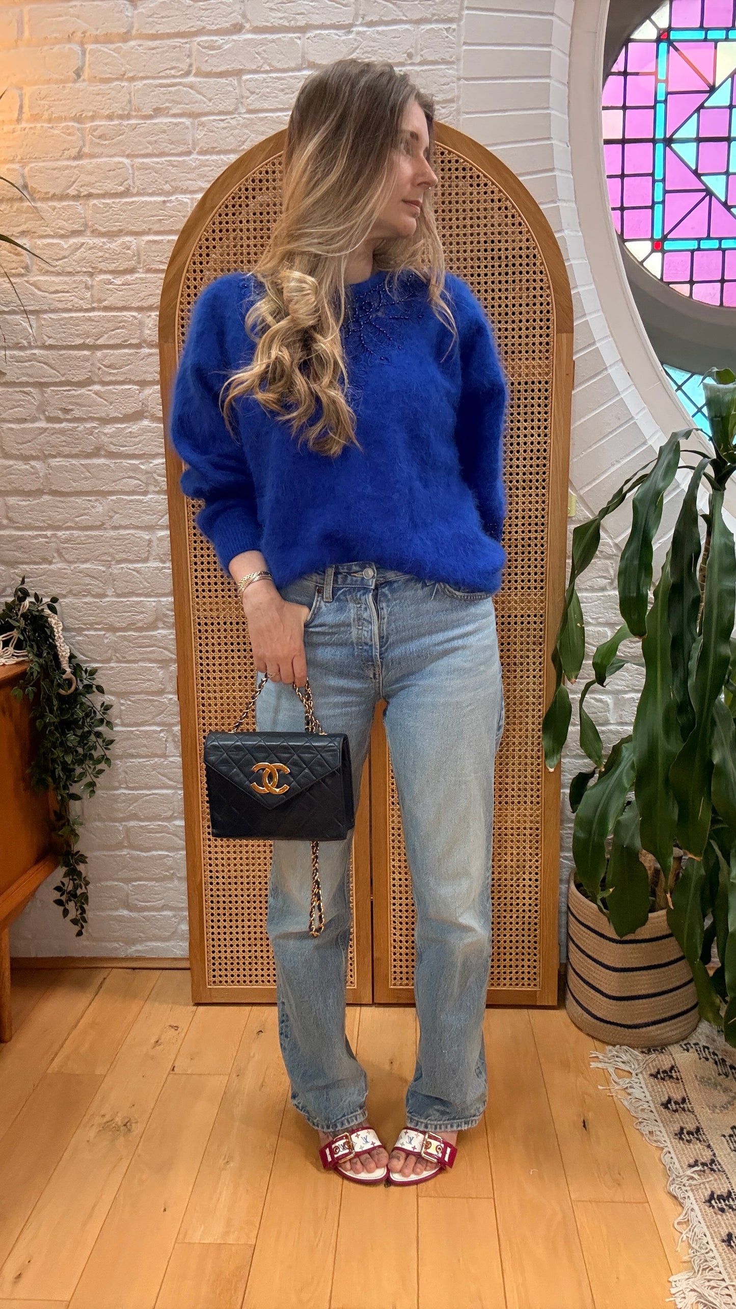 Chanel 1989 Rare Navy Jumbo CC Envelope Flap