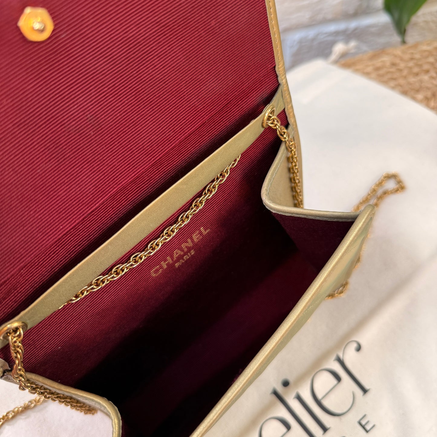 Chanel Early 1980s Rare Gold Lambskin Leather Single flap Cross Body