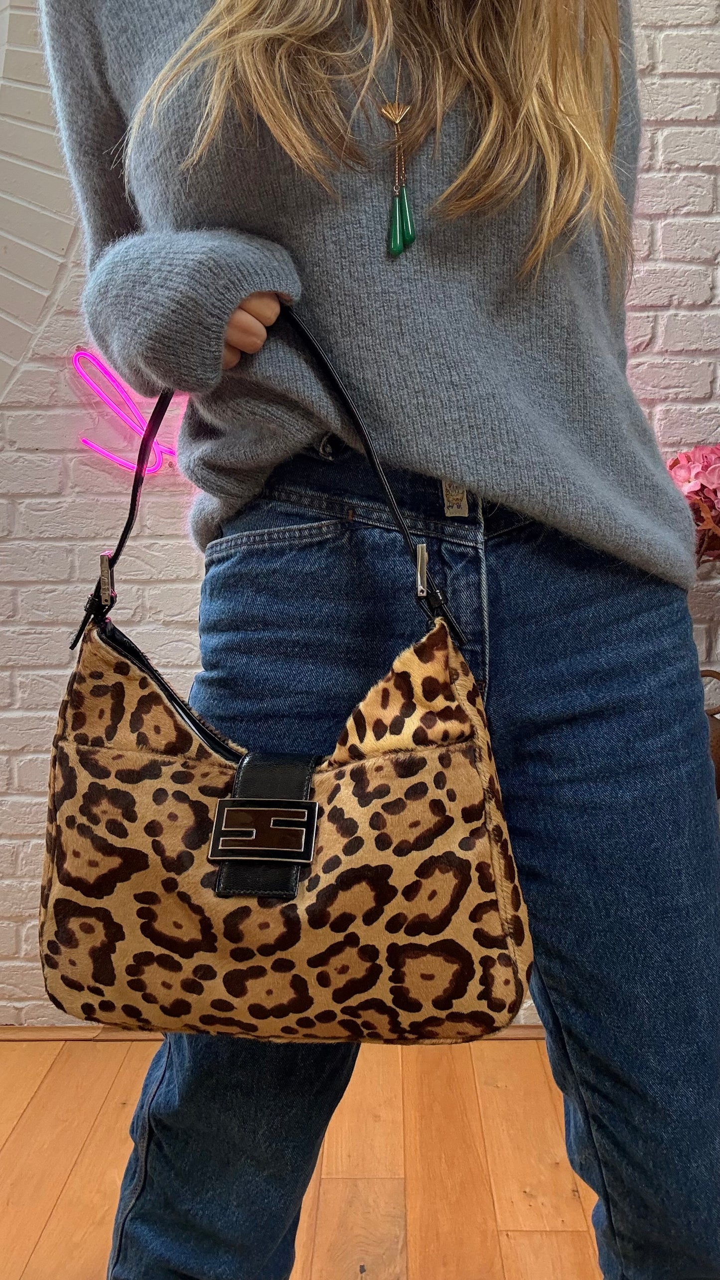 Fendi 2002 Mamma Baguette Leopard Tote - Limited Edition Pony Hair & Enamel Closure