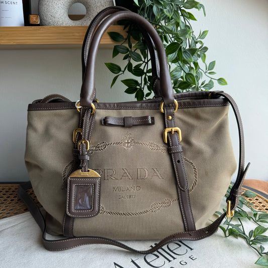 Prada Vintage Canvas Two Way Tote
