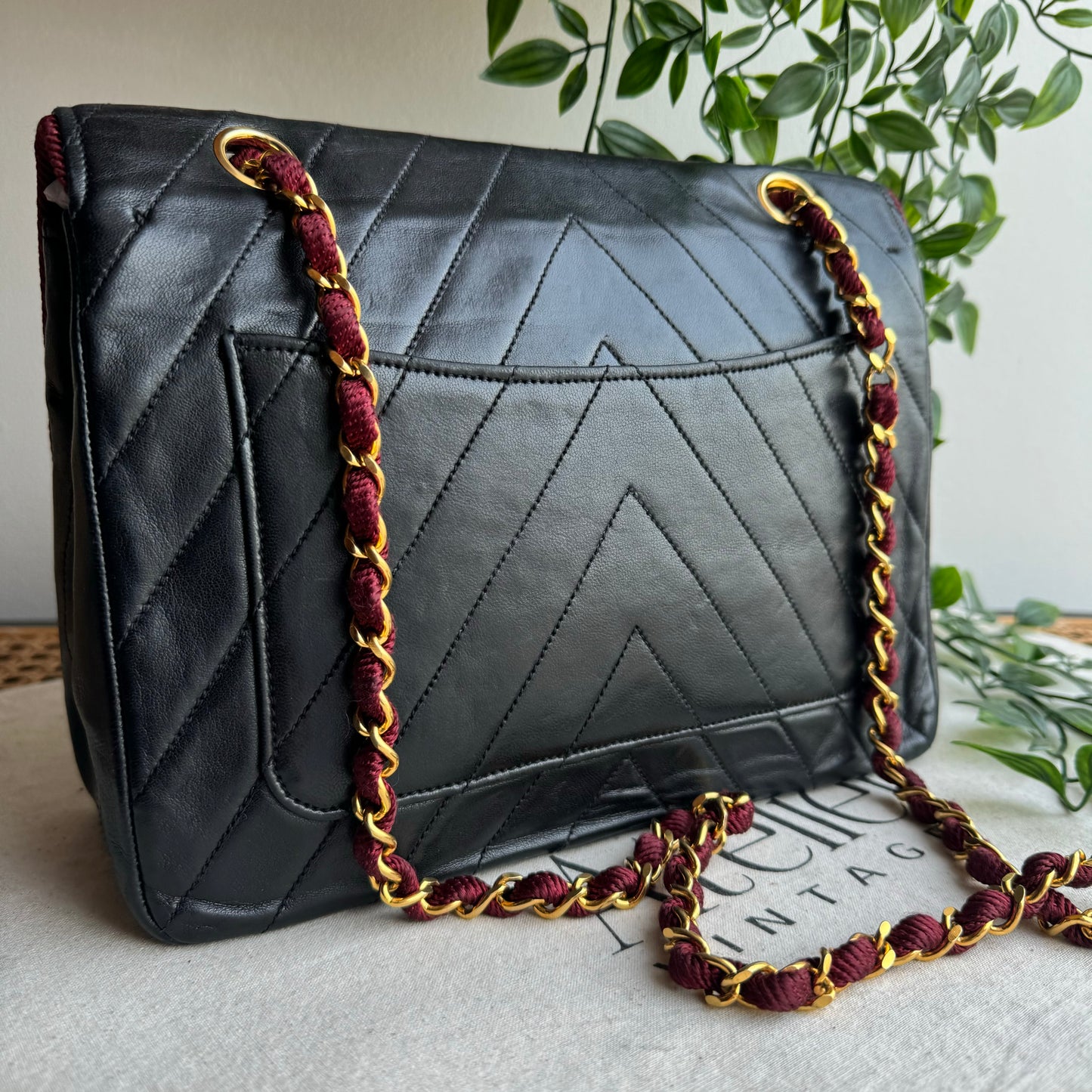 Chanel 1991 Bi Color Chevron Quilted Single Flap