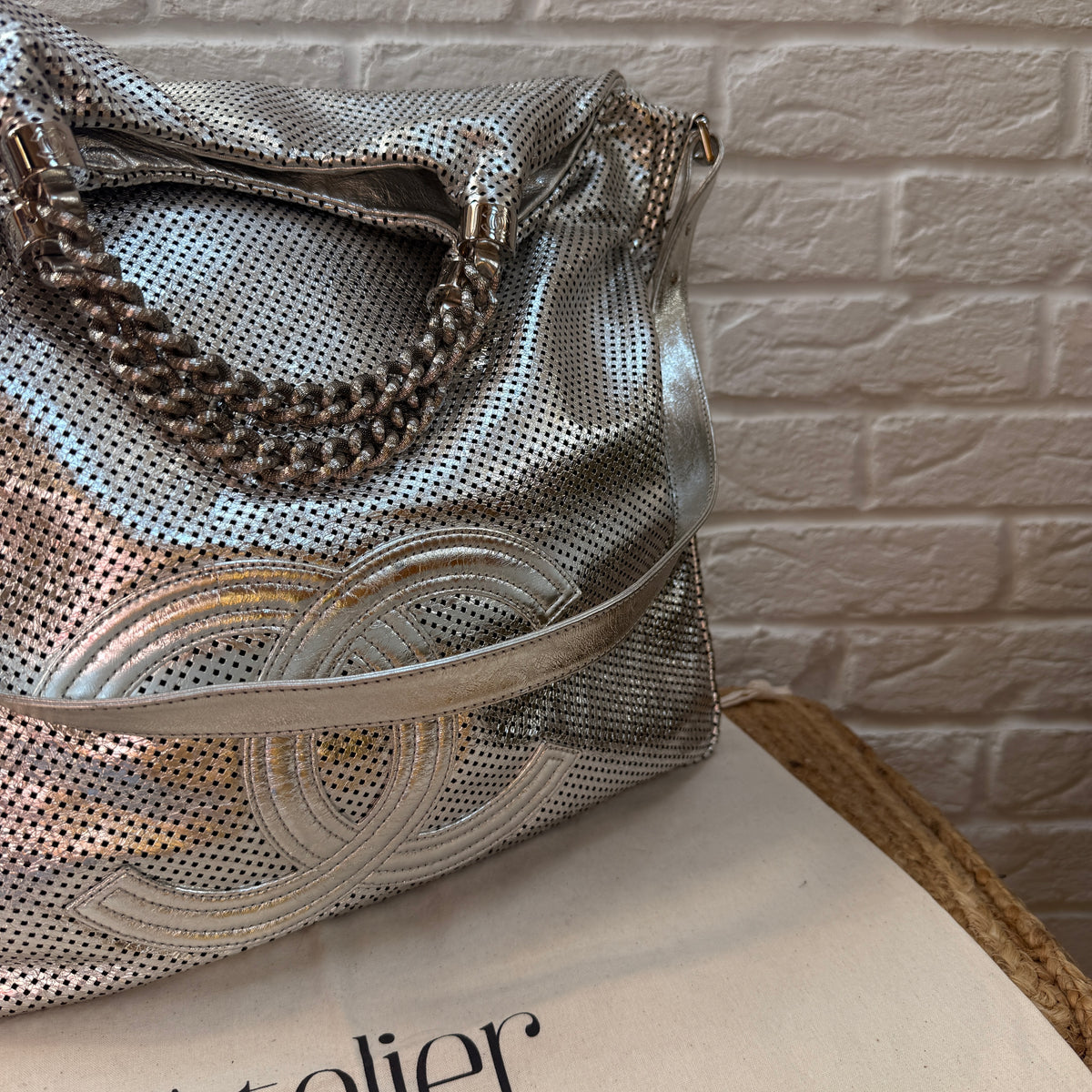 Chanel 2008 Rodeo Drive Oversized tote metallic silver
