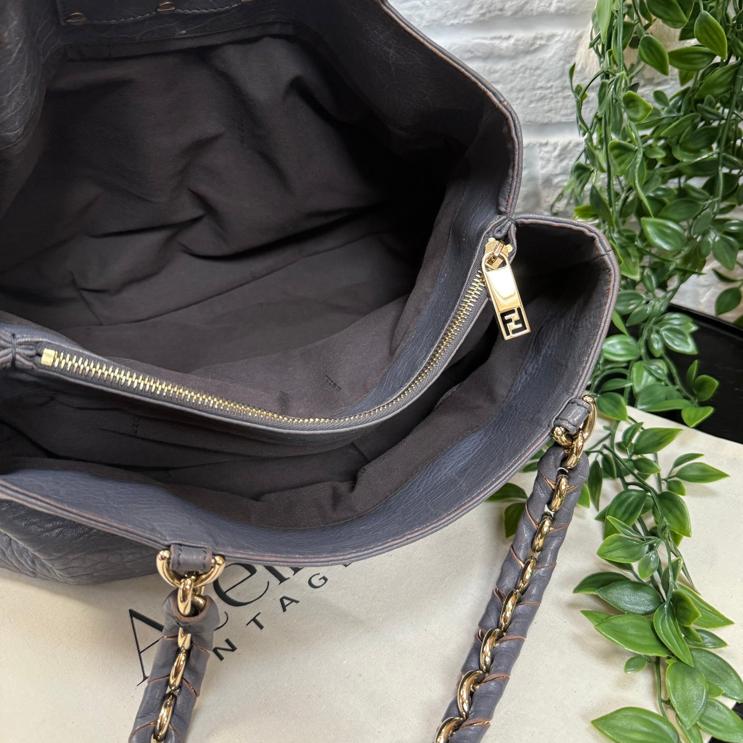 Fendi 1990s Mia Tote in Dove grey