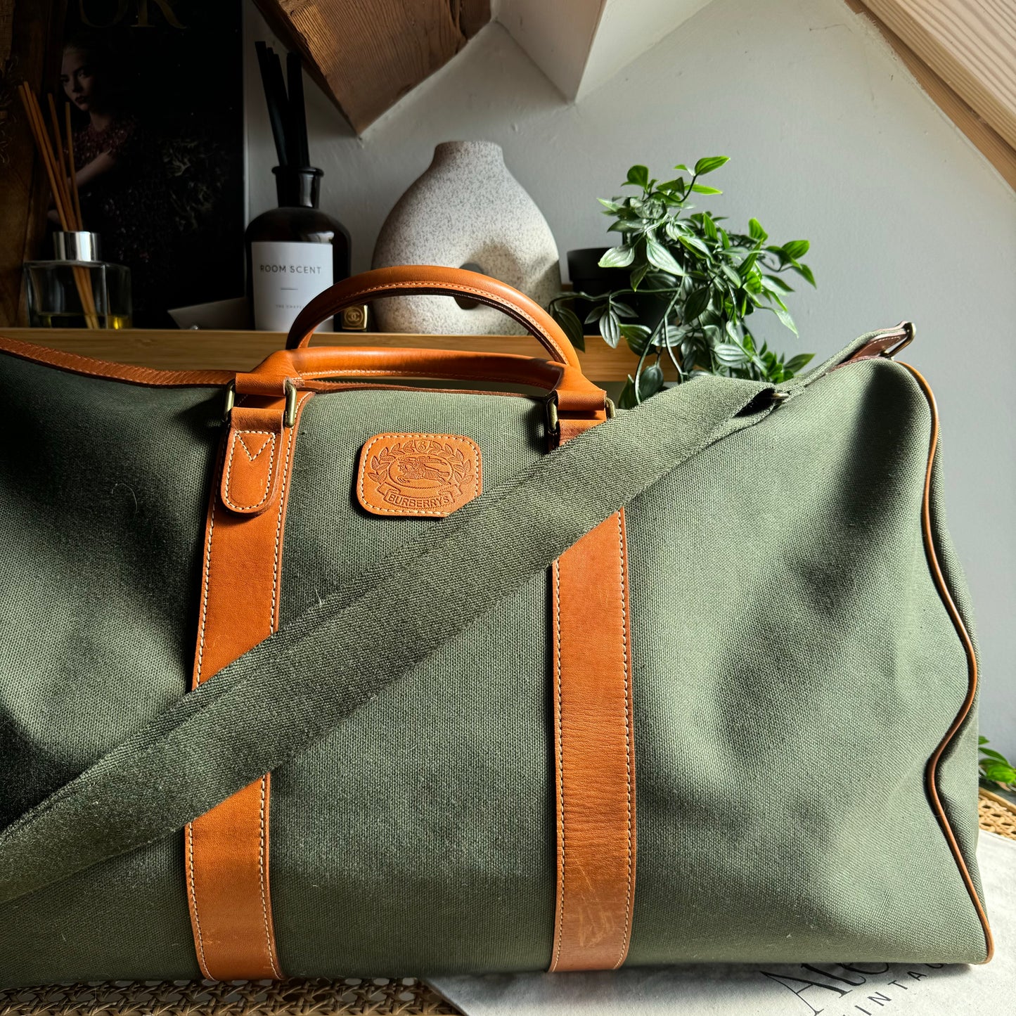 Burberry 1980s Canvas & Leather Two Way Holdall