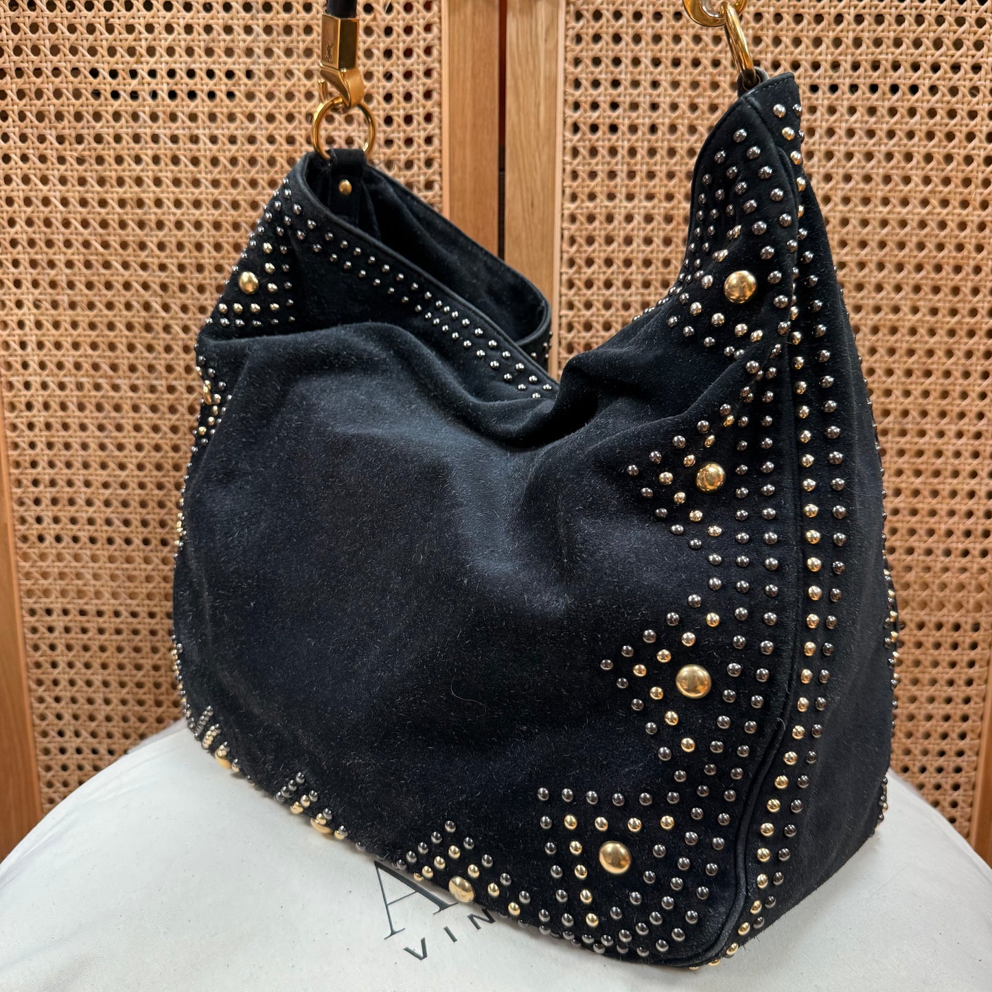 Saint Laurent 2008 Besace Suede & Studded Tote