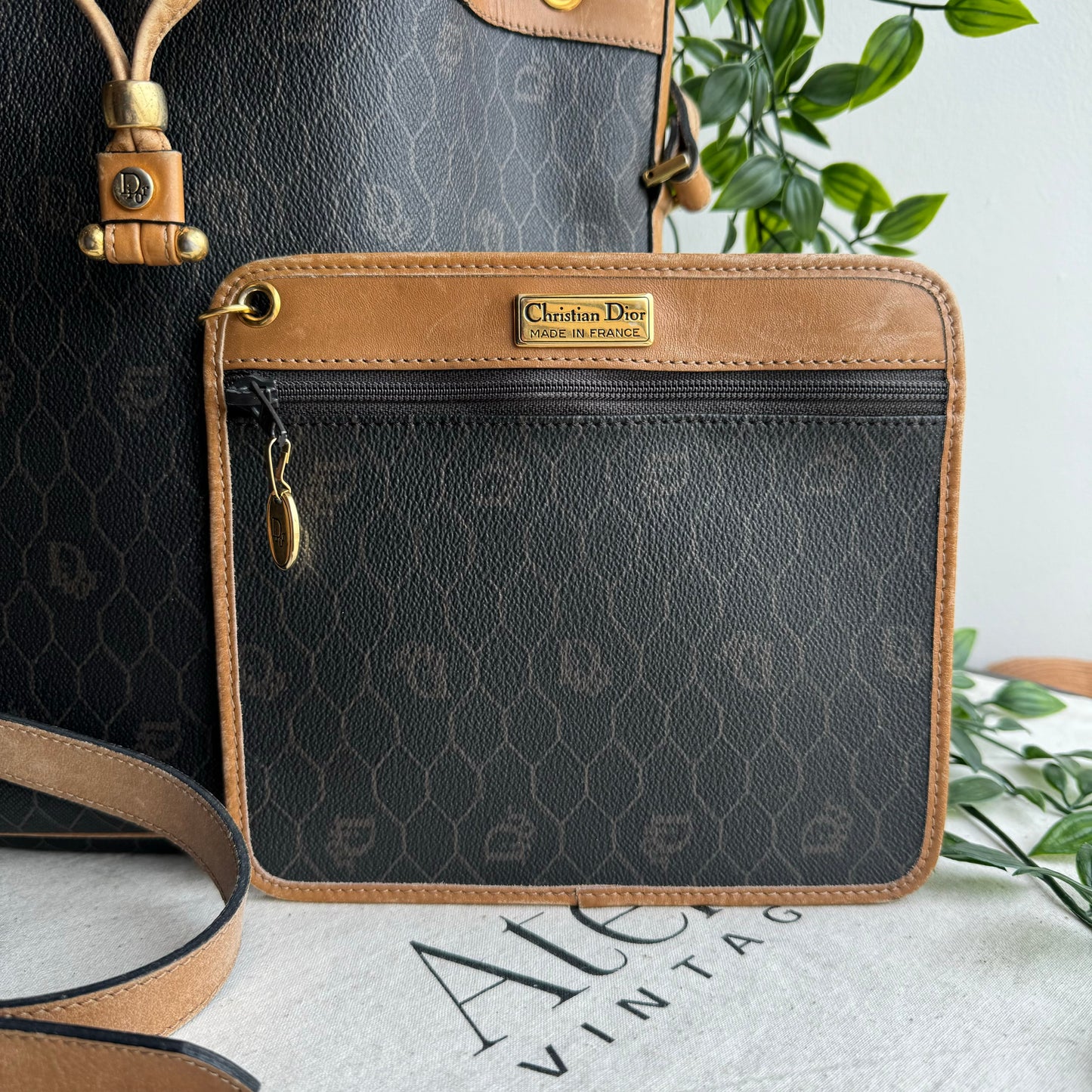 Dior 1980s Honeycomb Bucket Bag with Pouch