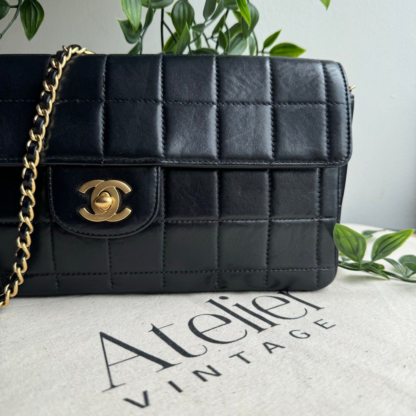 Chanel 2000 East West Chocolate Bar Single Flap