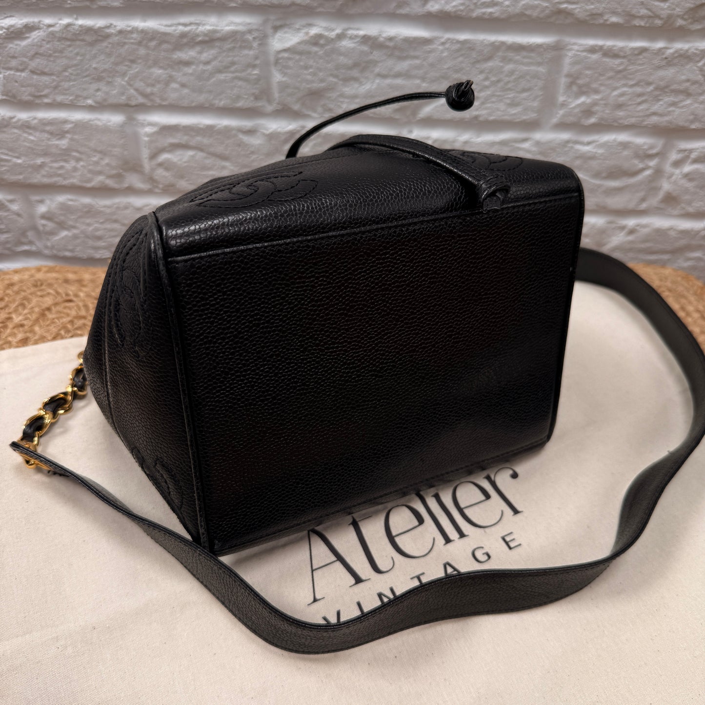 Chanel 1996 Triple CC Caviar bucket bag with pouch
