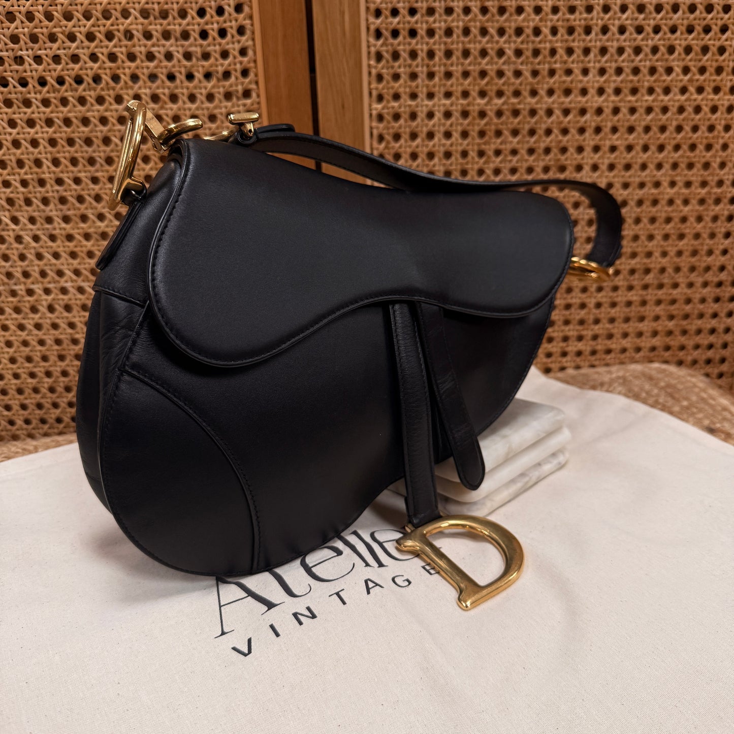 Dior 2018 Saddle Bag in Black Leather