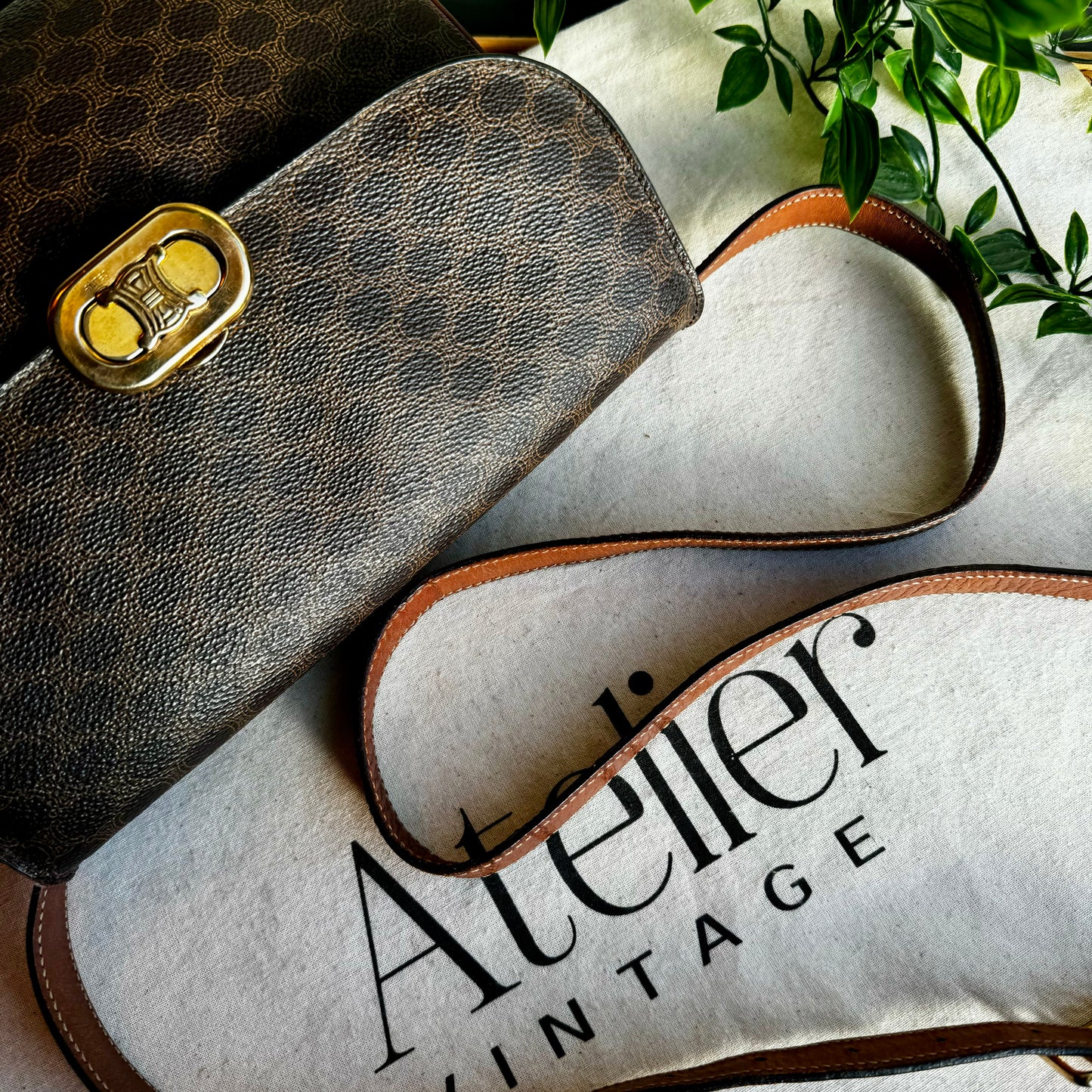 Celine Macadam Triomph Brown Shoulder Bag