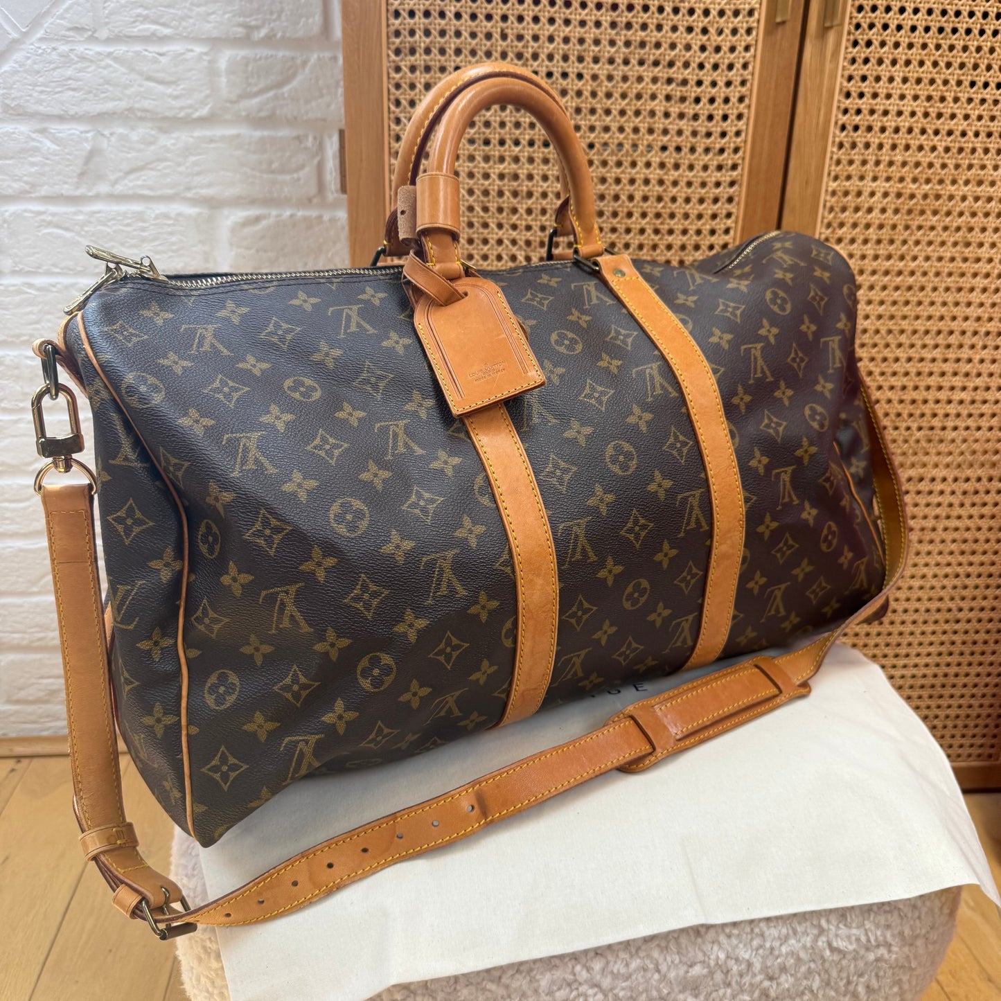 Louis Vuitton 1989 Keepall Bandoulier 50 with luggage tag & handle strap