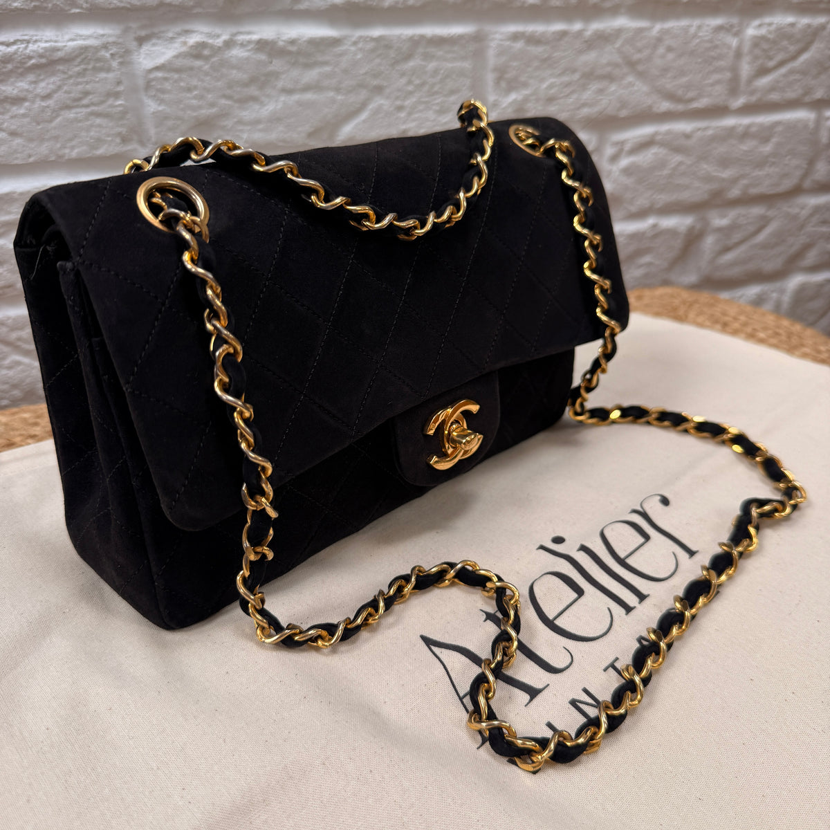 Chanel 1986 Rare Suede Black Classic Double Flap Small