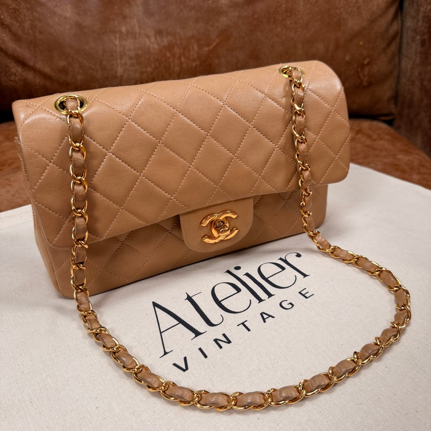 Chanel 1997 Rare Dark Beige Classic Double Flap Small