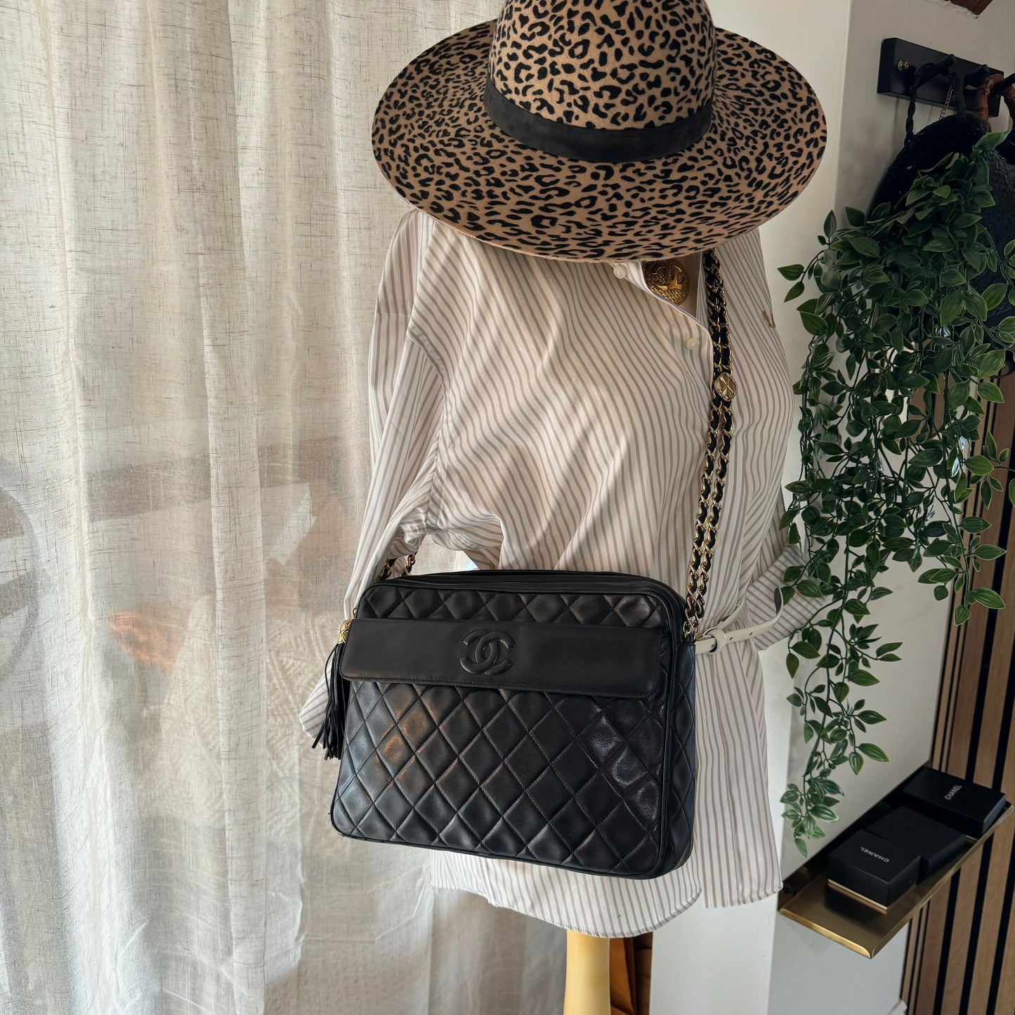 Chanel 1989 Double Chain Camera Bag Tote