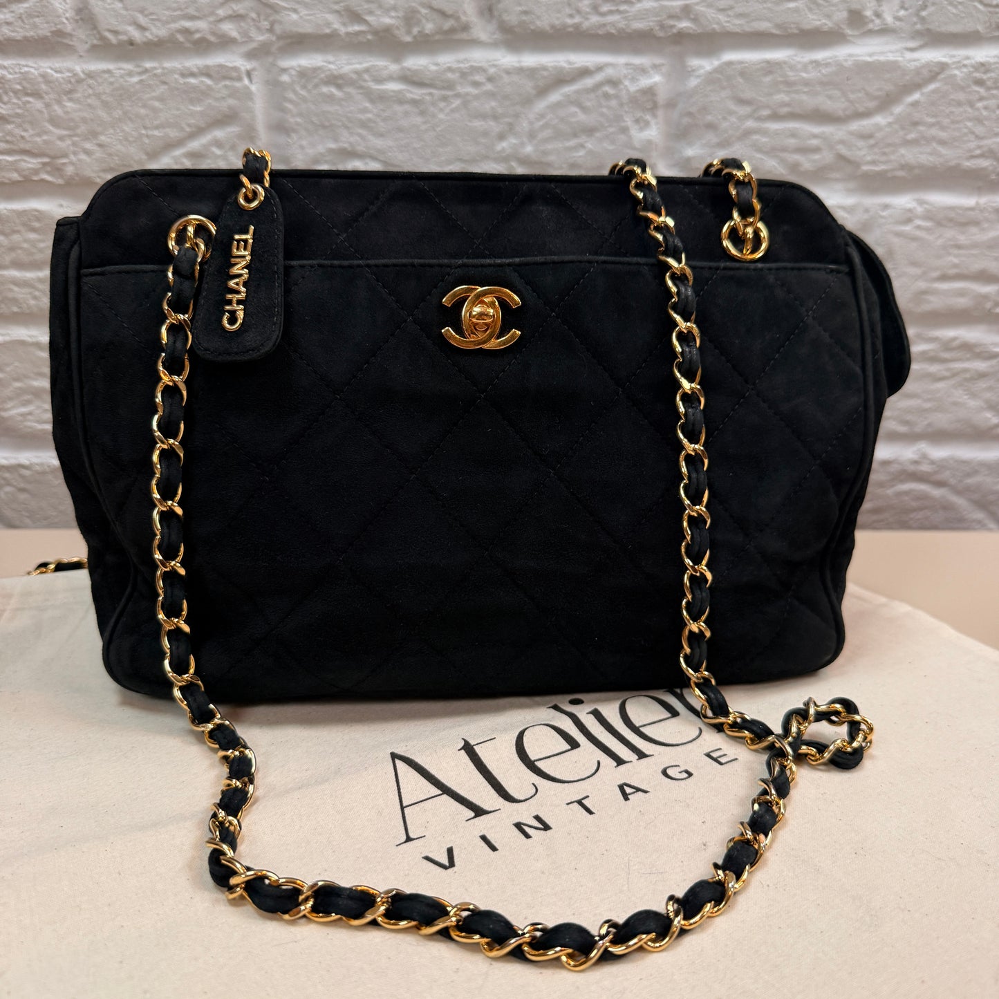 Chanel 1996 Rare Black Suede CC Turnlock Crossbody Tote with 24k Gold Hardware