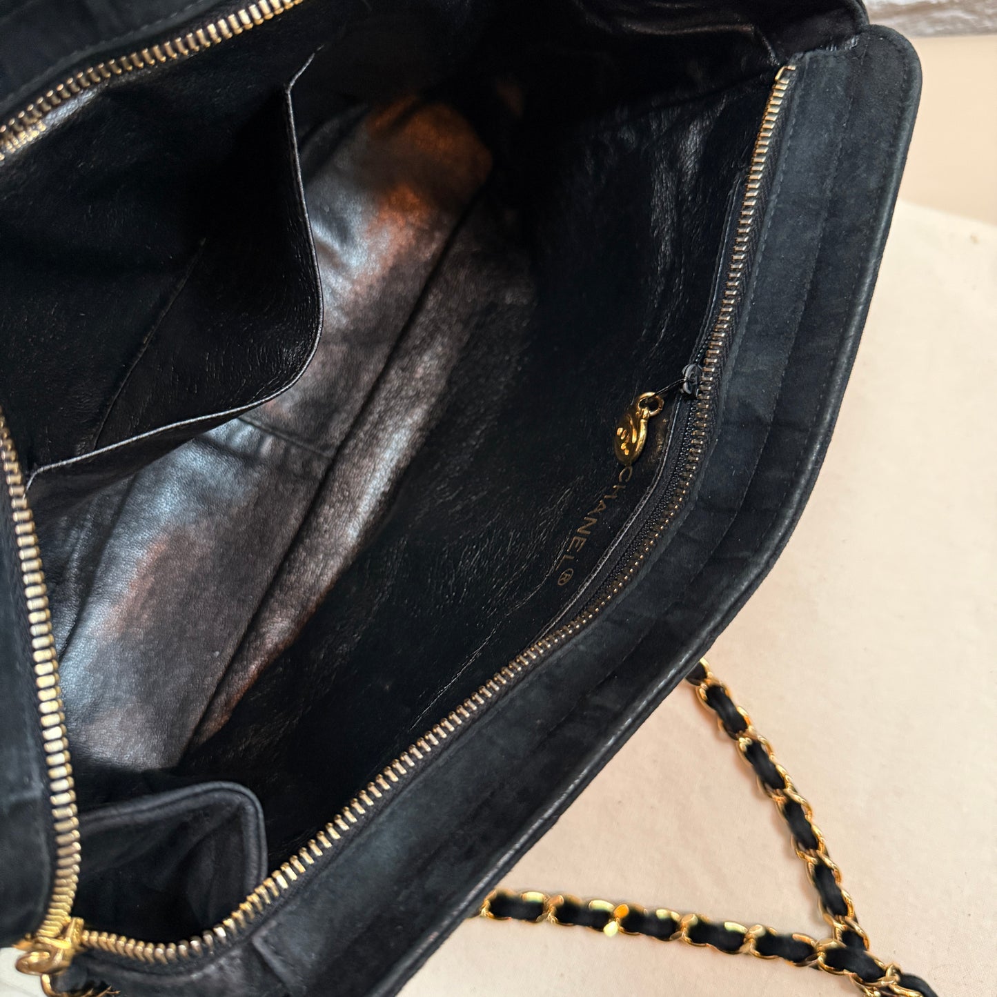 Chanel 1996 Rare Black Suede CC Turnlock Crossbody Tote with 24k Gold Hardware