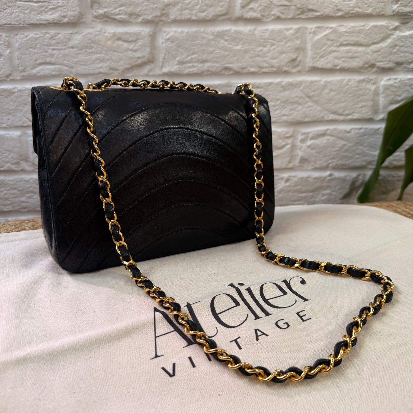 Chanel 1986 Rare Black Half Moon Quilted single flap