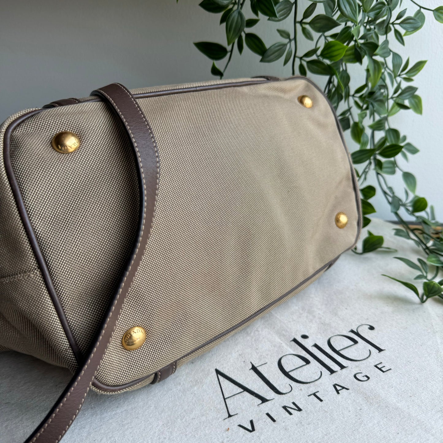 Prada Vintage Canvas Two Way Tote