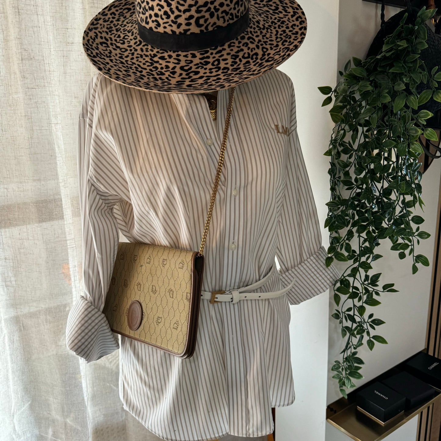 Dior 1980s Beige Honeycomb Two Way Chain Strap Bag