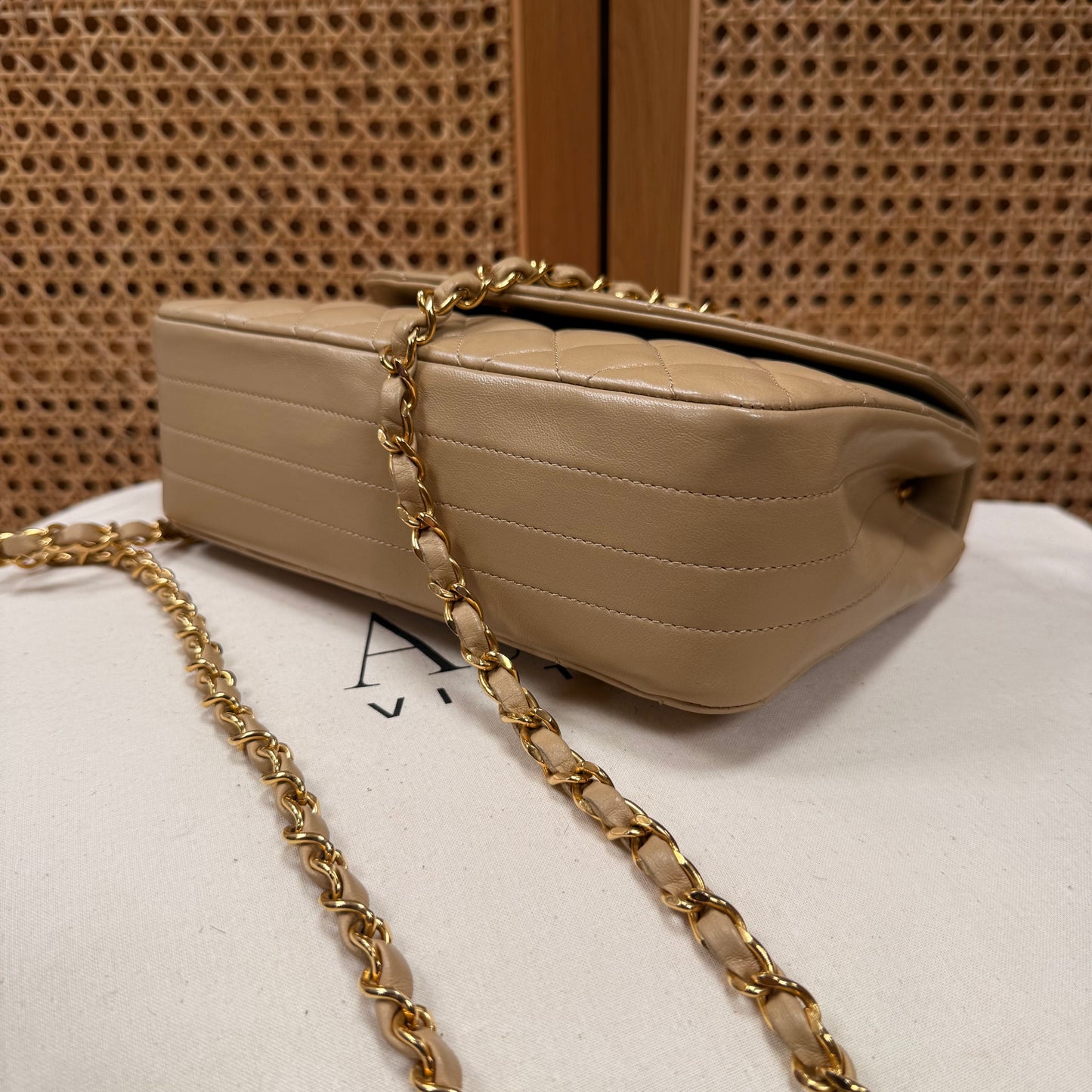 Chanel 1989 Rare Half Moon Single Flap in Dark Beige