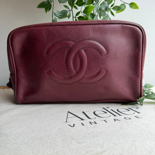 Chanel Early 1990s Caviar Leather Vanity/Toiletry Case
