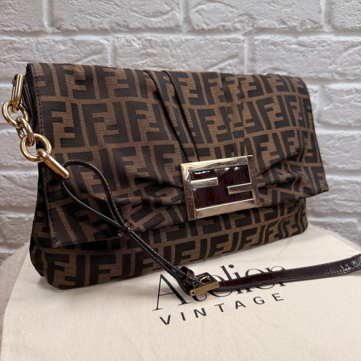 Fendi 1990s Rare Fendi Mia Mamma Two Way Cross Body Maxi Baguette