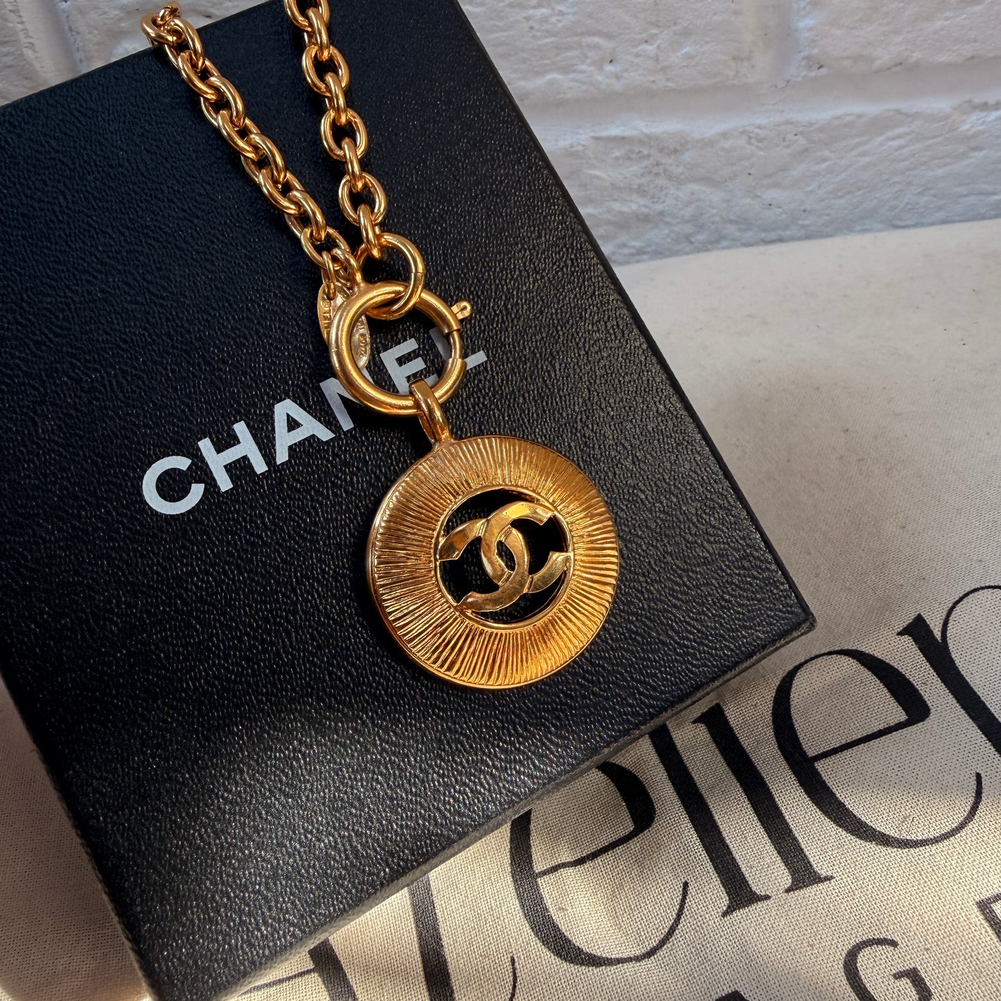 Chanel 1980s Vintage CC Pendant & Chain