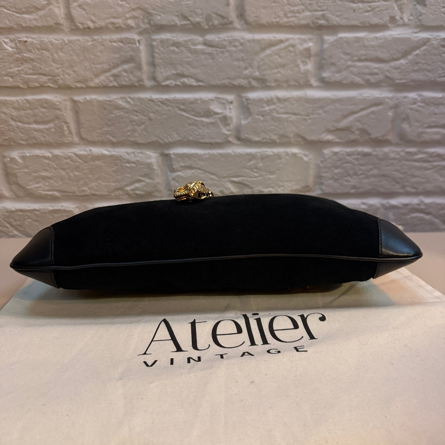 Gucci 1990s Gucci X Tom Ford Black Suede Tigers Head Cross Body