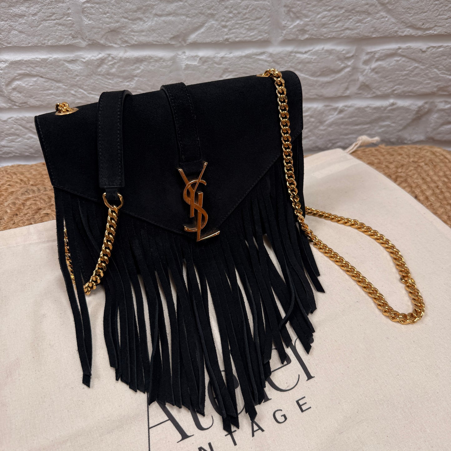 Saint Laurent Rare 2015 Envelope Suede Fringe