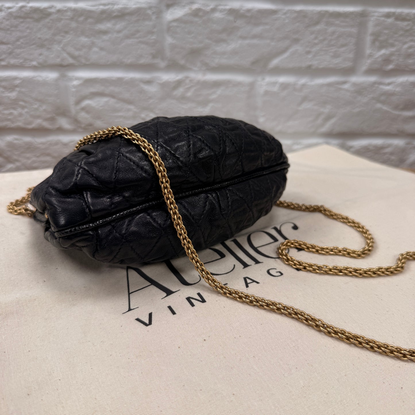 Chanel ULTRA RARE Early 1980s Navy Lambskin & Lizard Skin Kiss lock Frame Bag