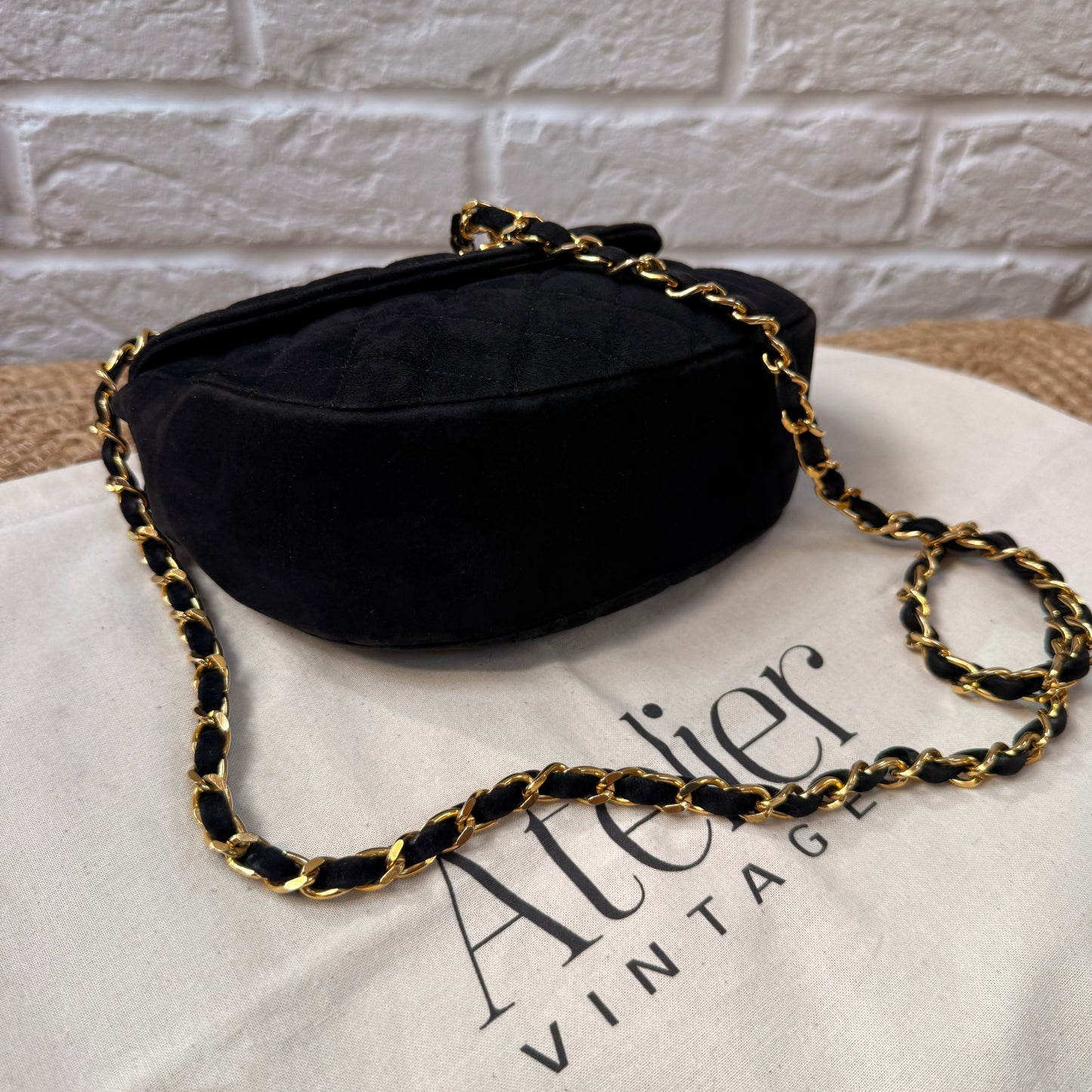 Chanel Rare 1986 Suede Half Moon Single Flap
