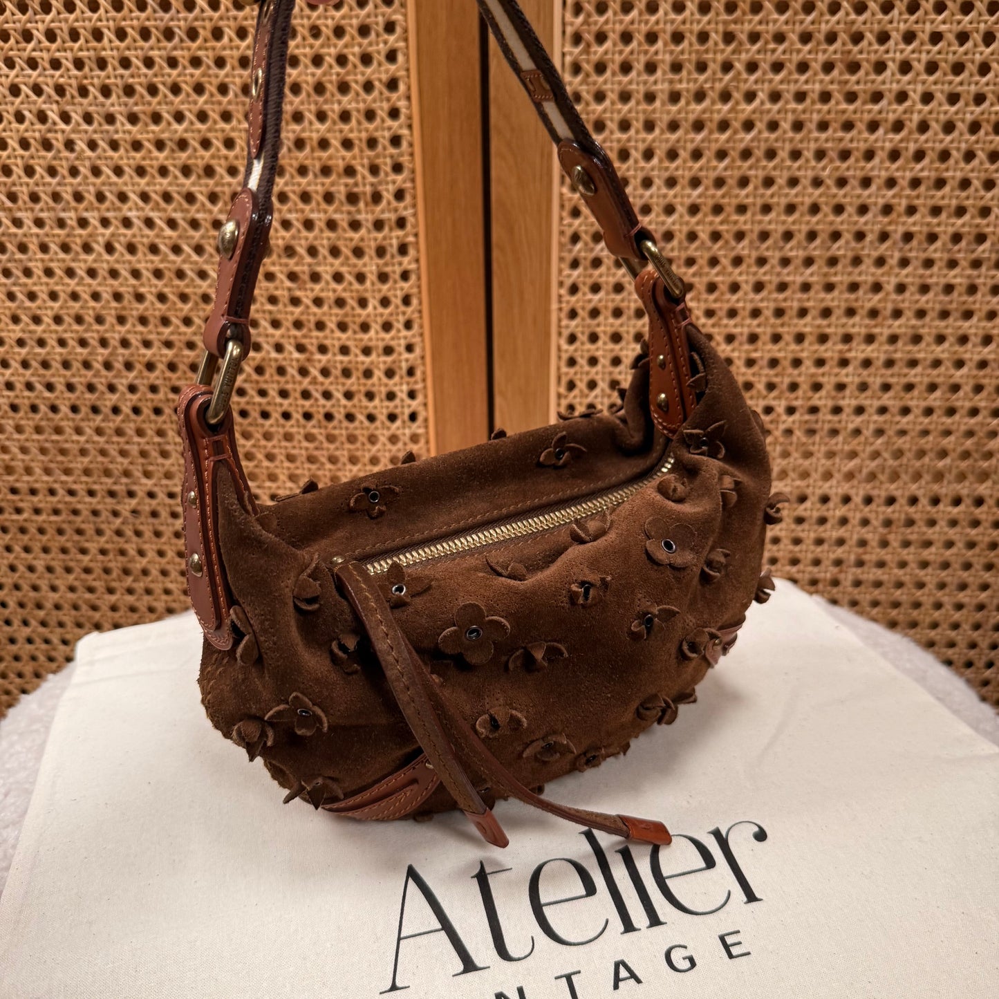 Louis Vuitton 2008 Rare Brown Suede Flower Mahina Onatah PM