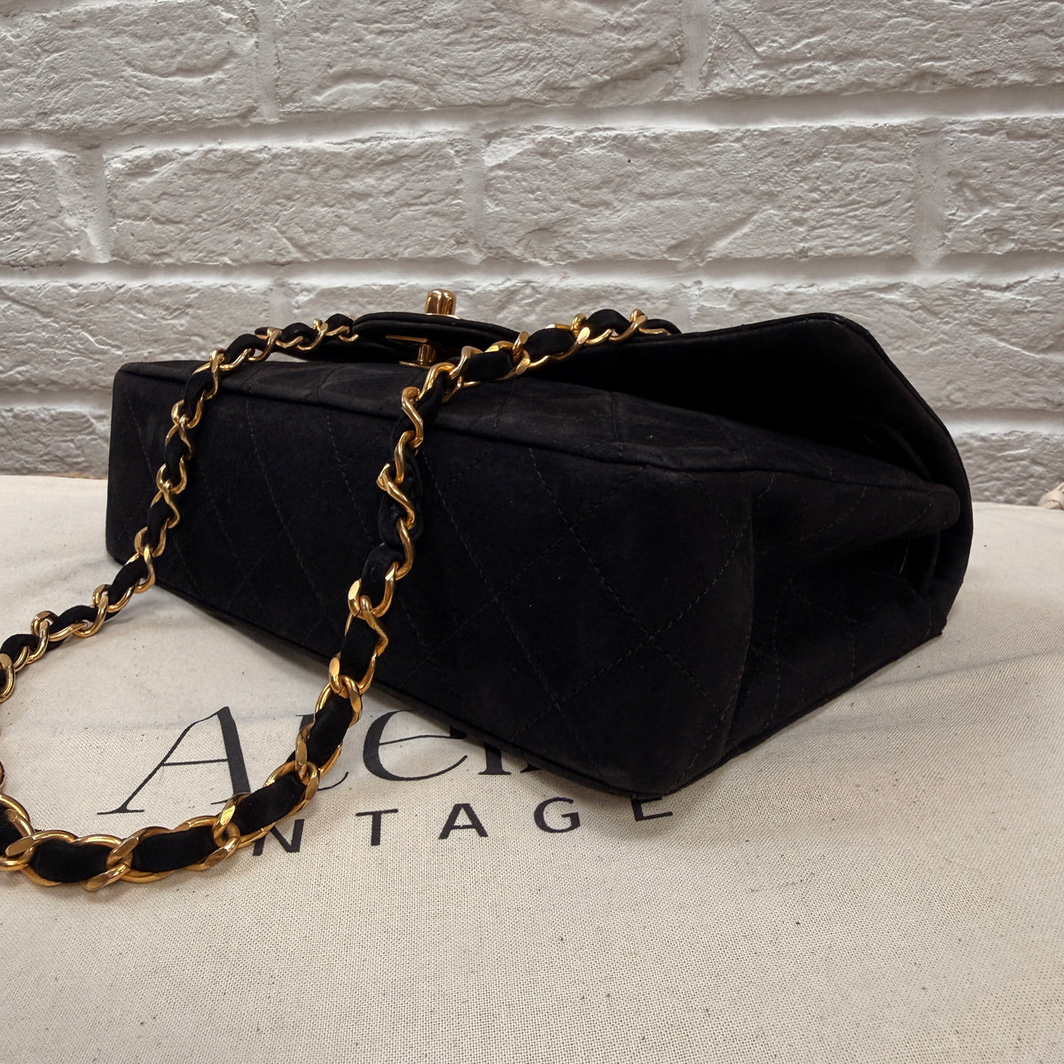 Chanel 1986 Rare Suede Black Classic Double Flap Small