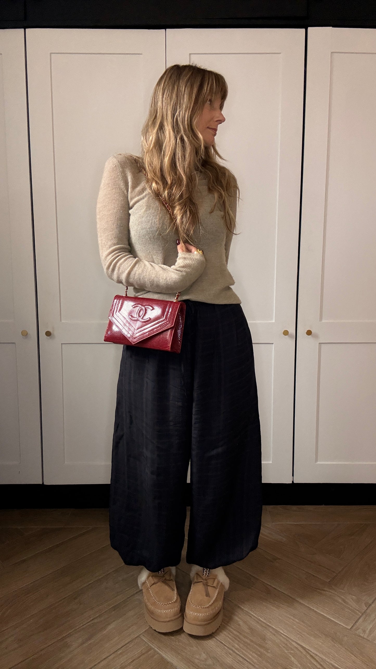 Chanel 1986 Rare Red Exotic Leather Envelope Flap