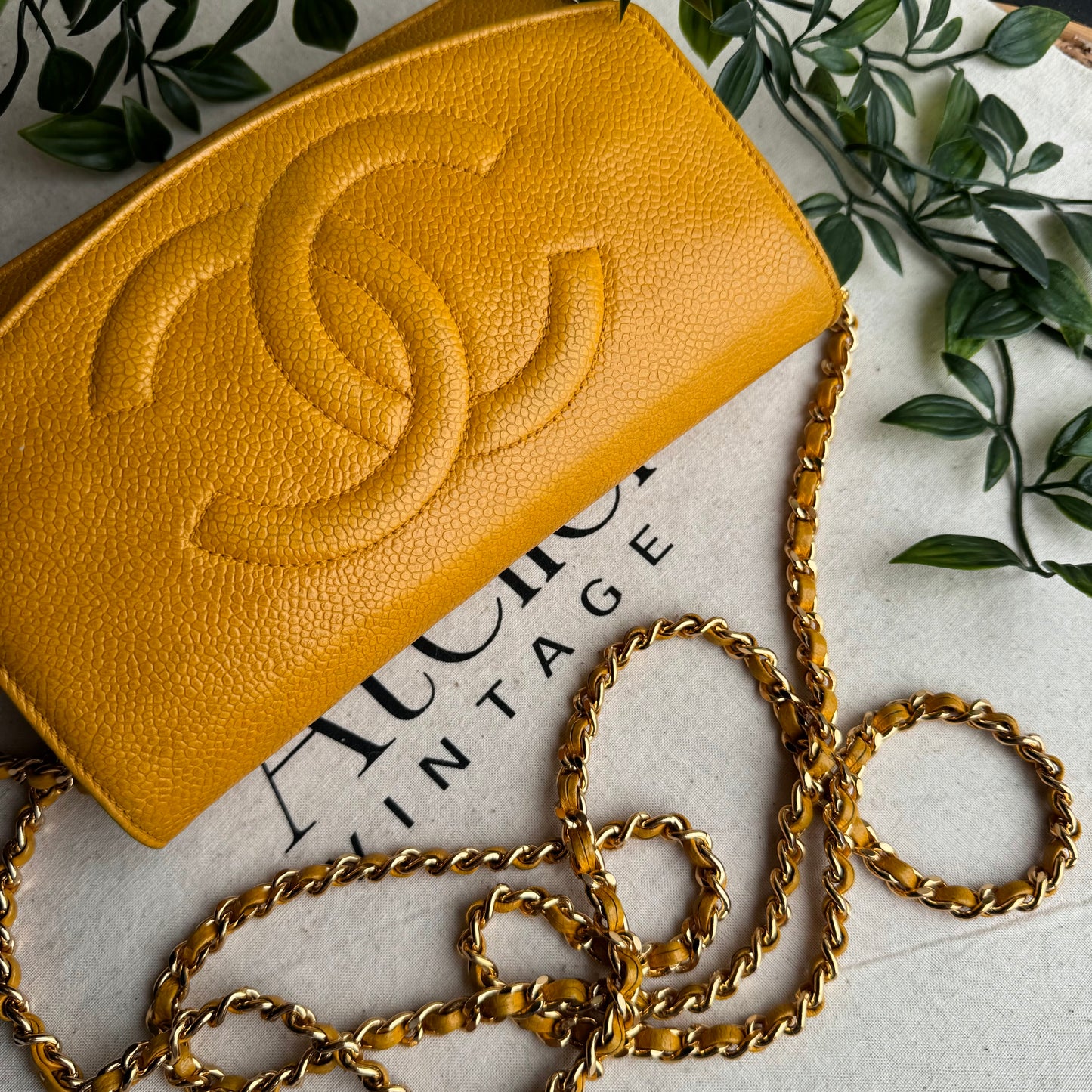 Chanel 1994 Caviar Leather Wallet on Chain