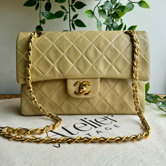 Chanel 1986 Beige Classic Double Flap Small