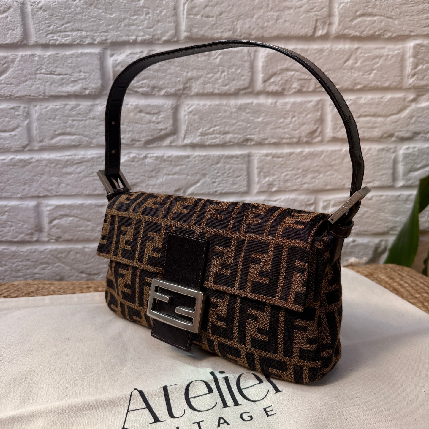 Fendi 1990s Original Baguette in Brown Zucca Print Canvas