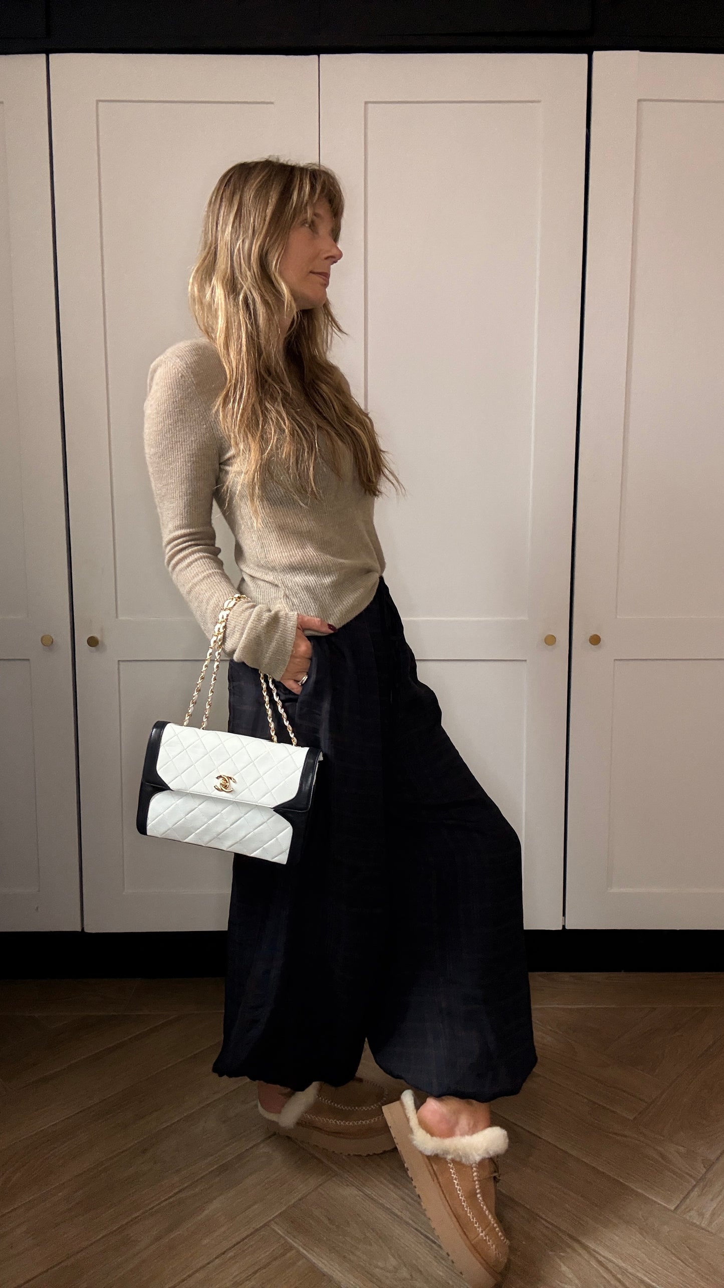 Chanel 1986 Rare Ivory & Navy Limited Edition Single Flap