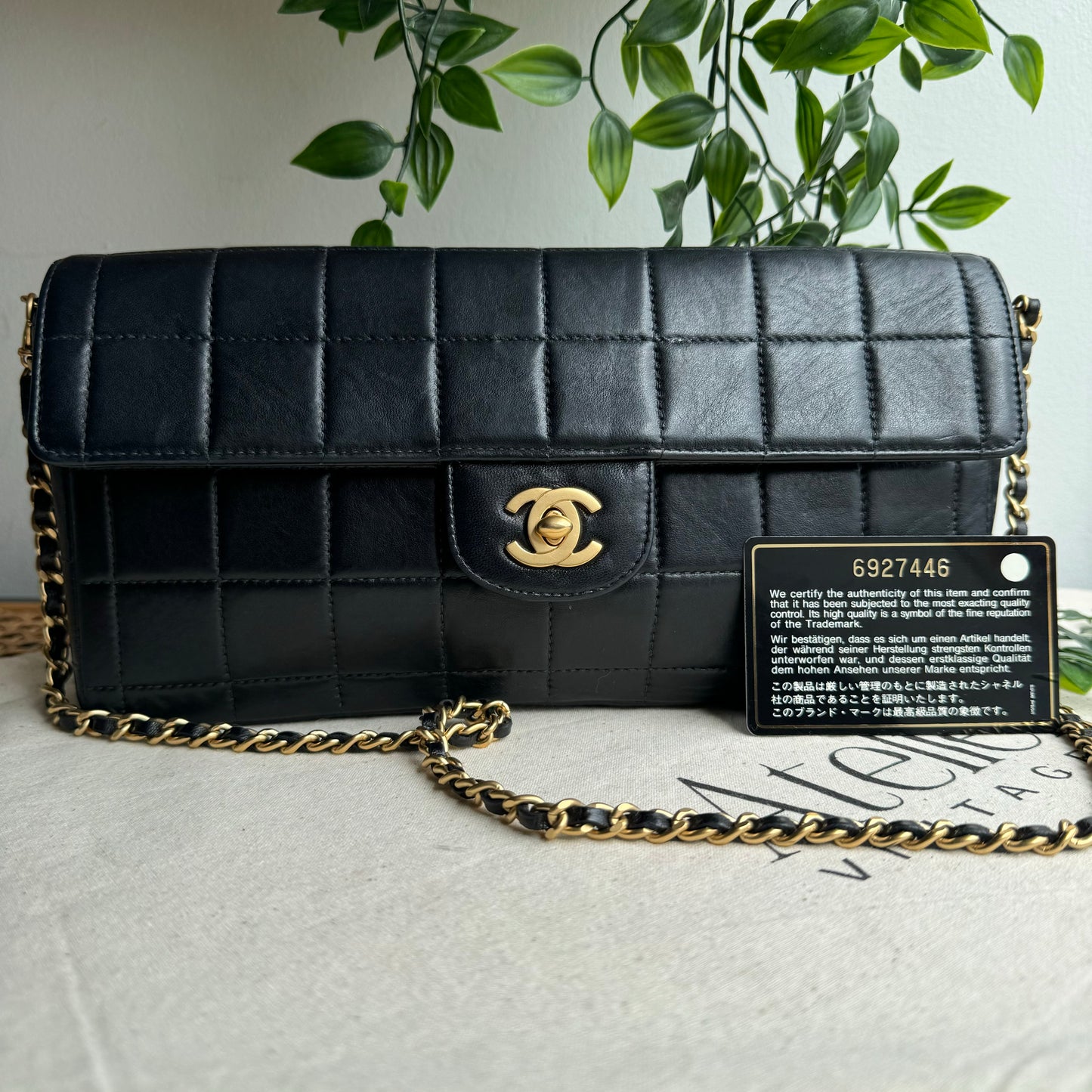 Chanel 2000 East West Chocolate Bar Single Flap